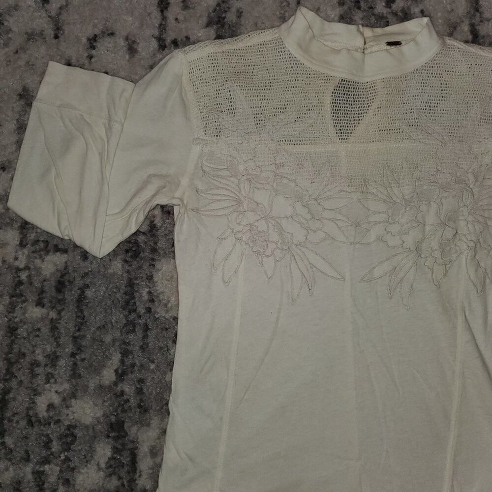 Free People Embroidered White on White Small